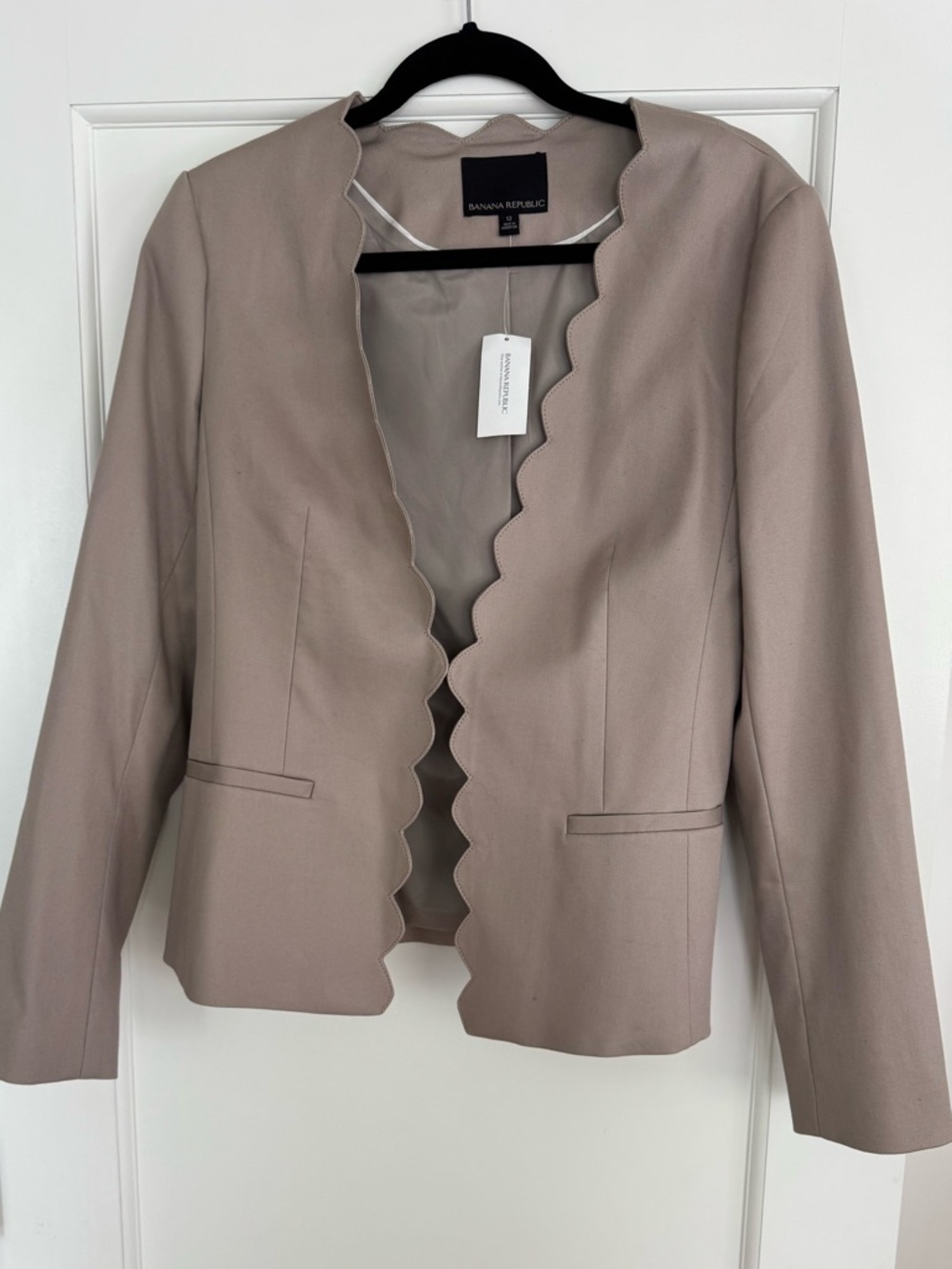 Banana Republic Scalloped Hem Blazer Jacket Size 12 Cotton Blend